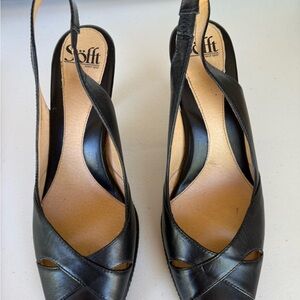 Sofft Black Leather Slingback Heels